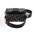 DIOR 30 Montaigne Montaigne collection Oblique embroidery Monogram Full Print wide shoulder strap Bag, women\'s denim blue